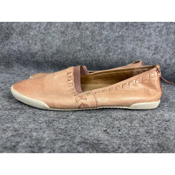 Frye Shoes Womens 8.5 Slip On Leather Flats Pink Whipstitch Bow DBM0410289-DSR - Picture 1 of 9